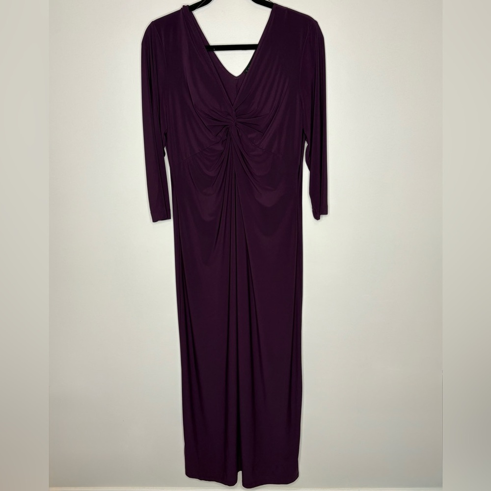 Tiana B. Maxi Dress Size L Purple Ruched NWOT